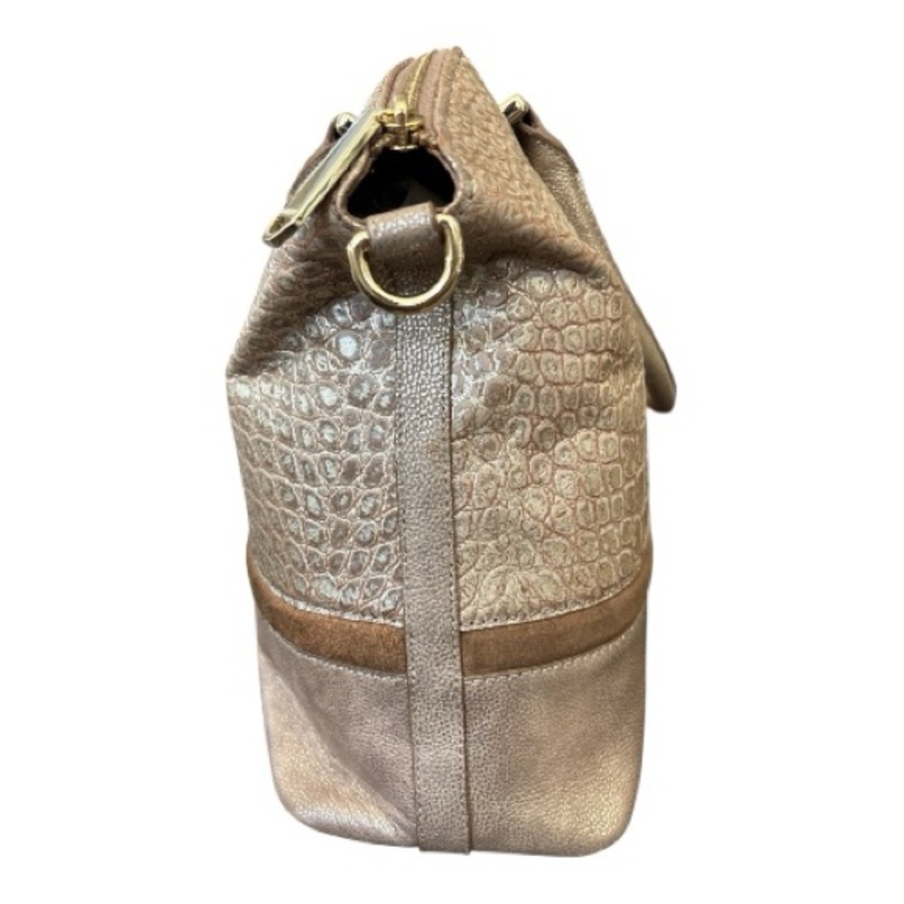 BRAHMIN large Duxbury satchel, Gold Artois, Croc embossed, shoulder strap - Picture 6 of 13